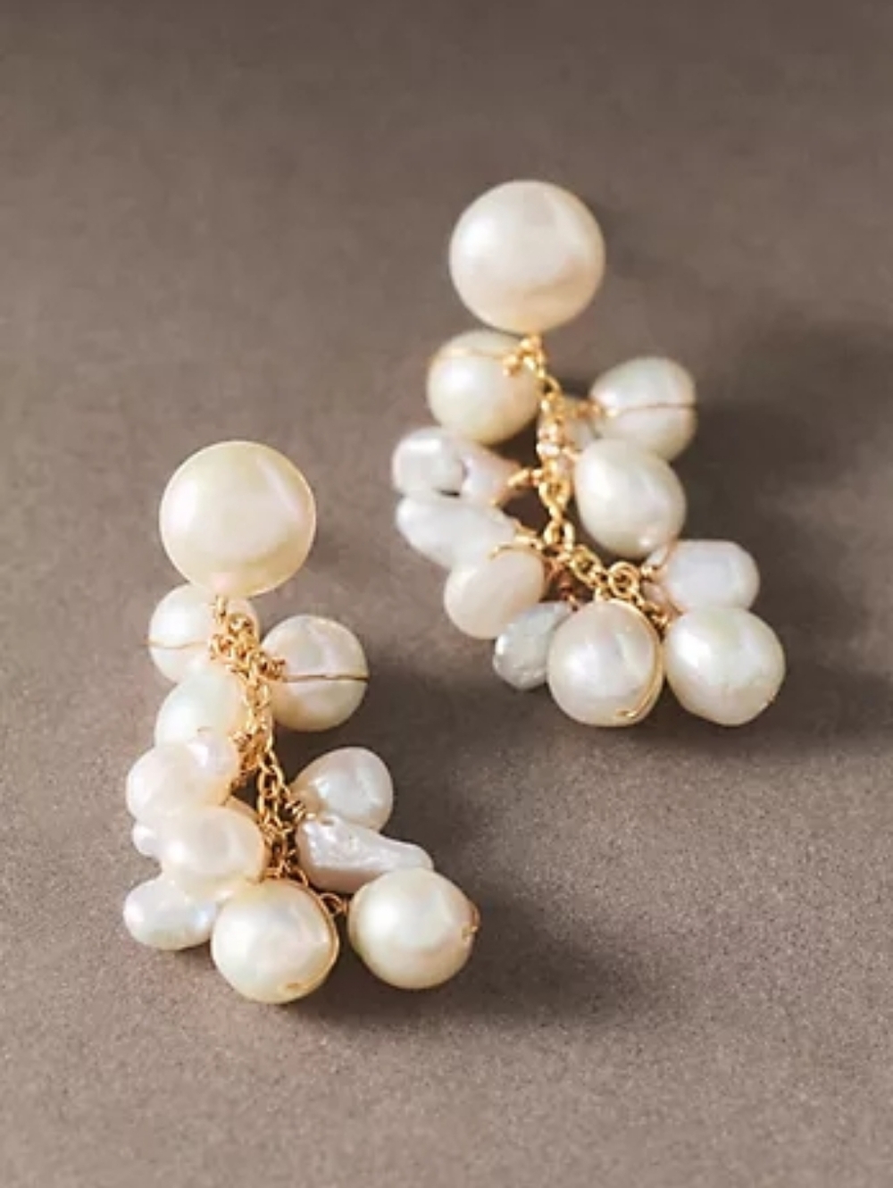Anthropologie Pearl Cluster Pom-Pom Drop Earrings